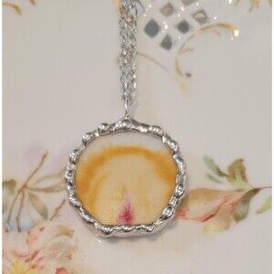 Candle Glow Broken China Soldered Pendant Necklace